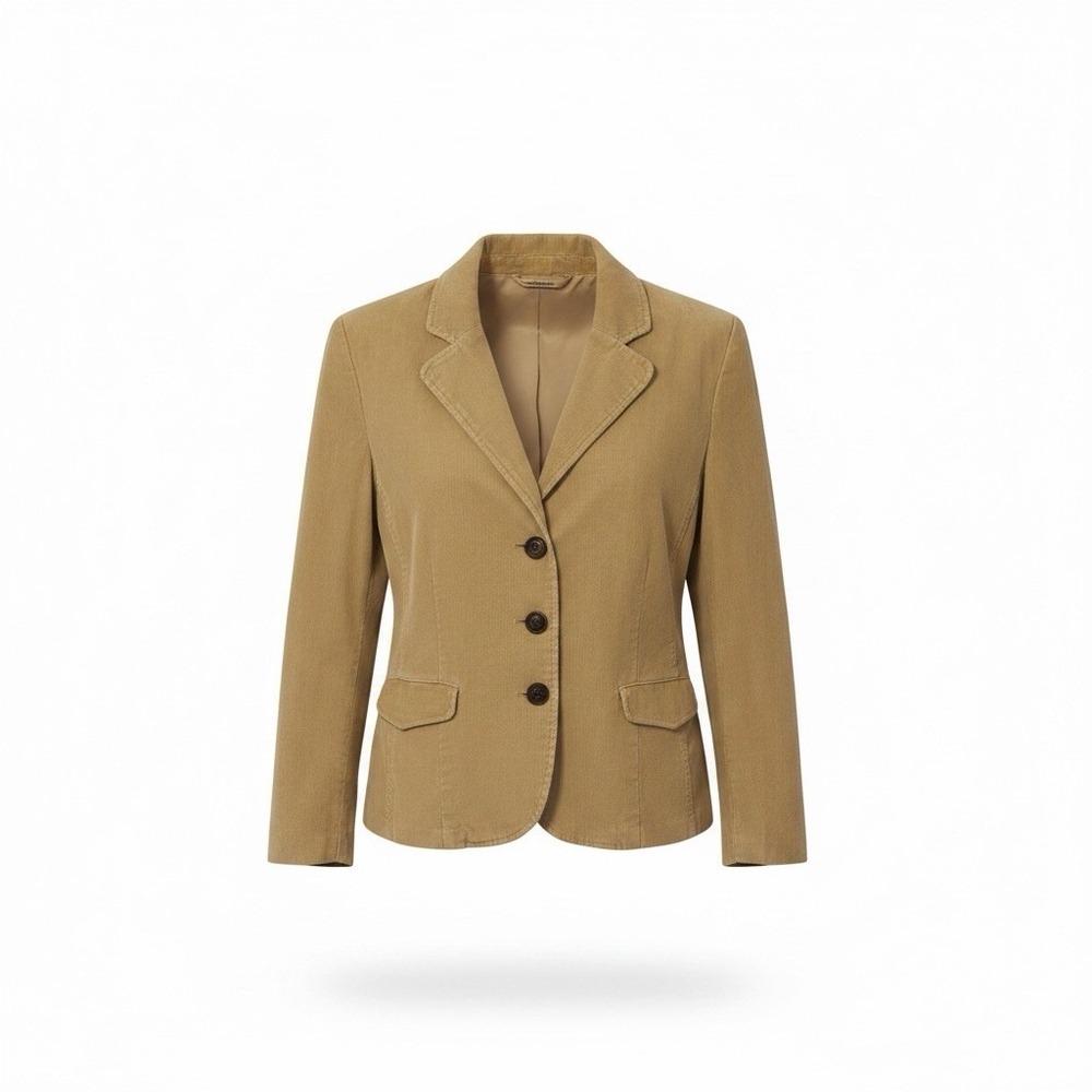 St. Johns Bay Women's XL Tan / Brown Corduroy Blazer Jacket Button Front Stretch
